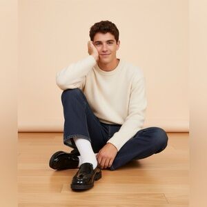 COUGAR Black Man‎ Made Loafers size 7 Shiny Shoes Business Casual Slip On Shoes